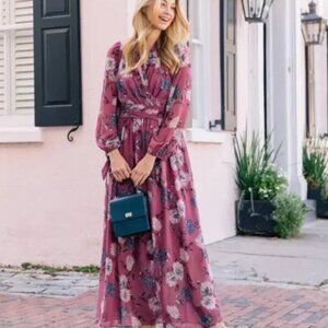 Gal Meets Glam - Floral - Pink - Long sleeves- Maxi Dress - Size 2